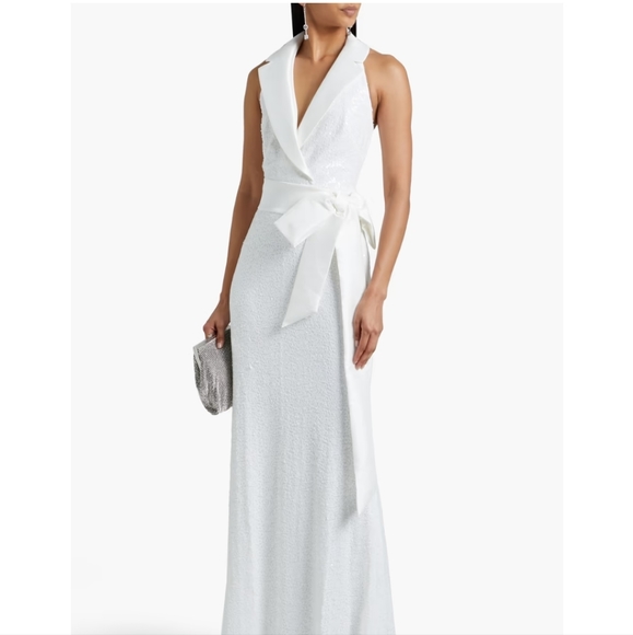Badgley Mischka Sequined Mikado Gown - Picture 1 of 10